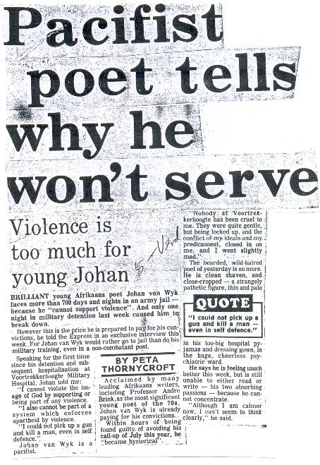 Pacifist poet tells why he won't serve (1 of 4)