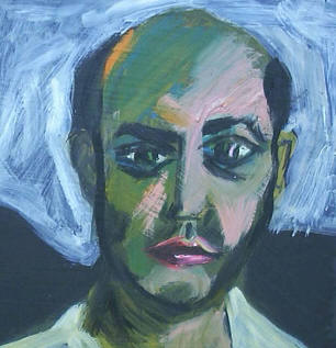 Self-portrait made in 1988 - Self-portrait made in 1988 after resigning at the University of Durban-Westville. One of a group of self-portraits. In possession of Helize van Vuuren. Others in possession of M. Sienaert, Thomas Eicher, and Pieter Conradie.