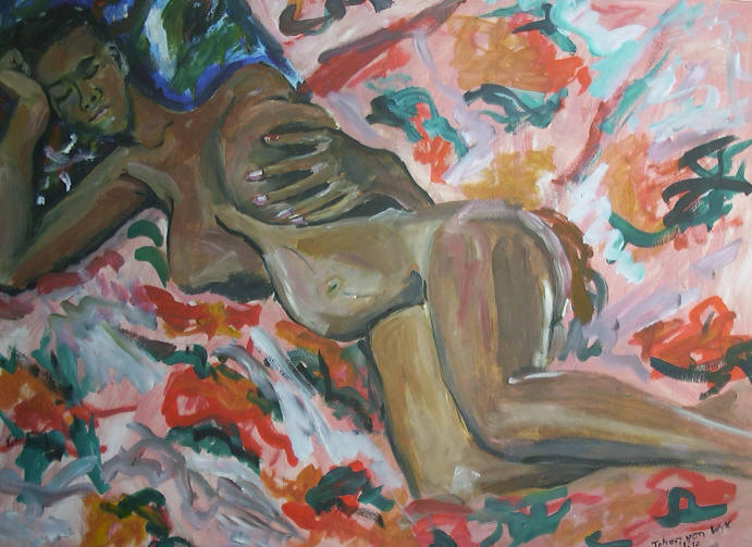 Spilile pregnant - Painted in 2002, in Gillespie Street, Durban, in possession of Johan van Wyk