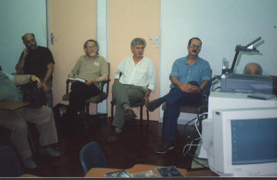 Johan, Dennis Brutus, Ampie Coetzee, Erhardt Reckwitz at CSSALL conference